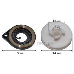 Бобина стартера бензопилы GoodLuck 4500/5200/5800 4 зацепа в сборе 2