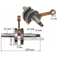 Коленвал мотокосы 1E32F L99 посадки d12