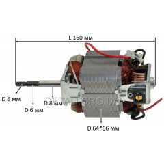 Двигатель в сборе триммера Зенит ЗТС-650 (L160/D64*66/L38/d вала 8мм)