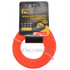 Леска косильная спираль d2.7 мм (15 м) витой квадрат 2