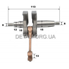 Коленвал триммера 40-5 (d поршня 40) L113 посадки 15мм D под палец 13мм