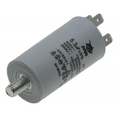Конденсатор JYUL CBB-60M 6.3мкф - 450 VAC болт + клеми (30*57 мм) 2