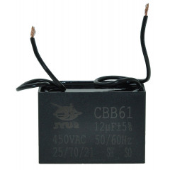 Конденсатор JYUL CBB-61 12мкф - 450 VAC прямокутний дріт 28х58х40
