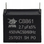 конденсатор JYUL CBB-61 2,7мкф - 450 VAC прямокутний 20х37х28 конденсатор JYUL CBB-61 2,7мкф - 450 VAC прямокутний 20х37х28