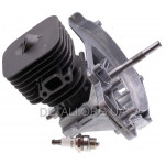 Поршнева у зборі мотокоси Husqvarna 128R (шорт-блок з картером)