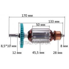Якір ланцюгової пилки Інтерскол ПЦ-16Т-01 (170*45,5 шліц 8,5*10)