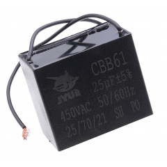Конденсатор JYUL CBB-61 25мкф - 450VAC прямокутний провід 58*35*49 2