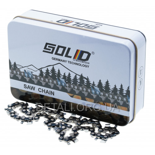 Ланцюг 28 ланок (14 зубів) Solid для твердих порід крок 1/4" паз 1,1 мм (metal box)