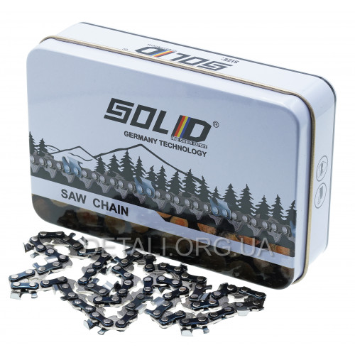 Цепь 36 звеньев (18 зубов) Solid для твердых пород шаг 1/4" паз 1,1 мм (metal box)