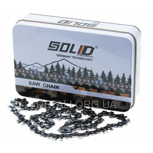 Ланцюг 47 ланок (23 зуби) Solid для твердих порід крок 1/4" паз 1,1 мм (metal box)