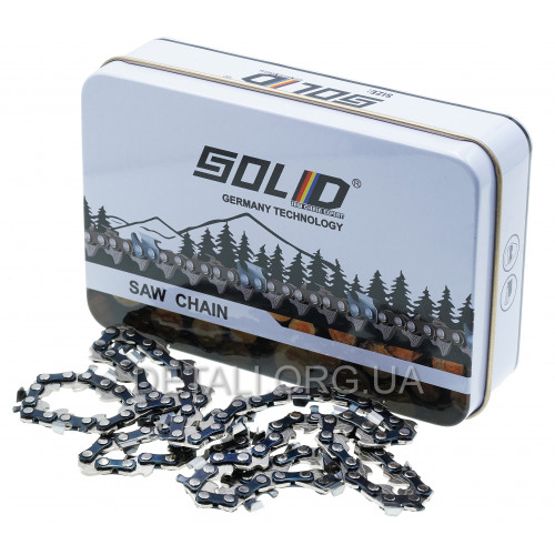 Цепь 56 звеньев (28 зубов) Solid для твердых пород шаг 1/4" паз 1,1 мм (metal box)