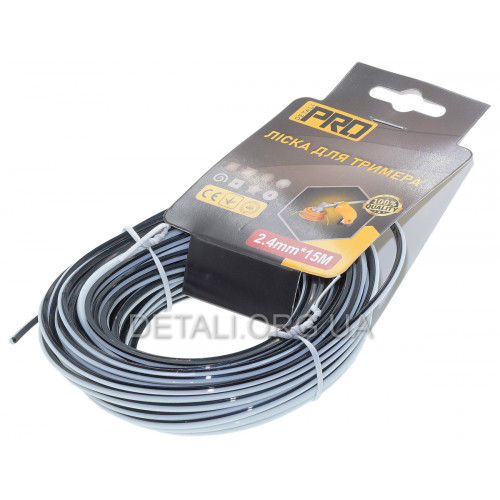 Ліска косильна квадрат (двокомпонентна) d2,4 мм (15 м)