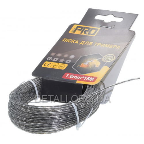 Леска косильная витой квадрат с кордом d1,6 мм (15 м)