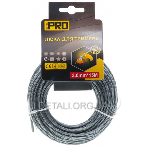 Леска косильная витой четырехлистный клевер d3,0 мм (15 м)