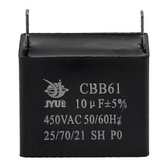 Конденсатор JYUL CBB-61 10мкф - 450 VAC прямоугольный 27х48х40