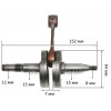 Коленвал бензопилы Husqvarna 365/372 "WOODMAN" аналог 5037487-04 L152 посадки d15